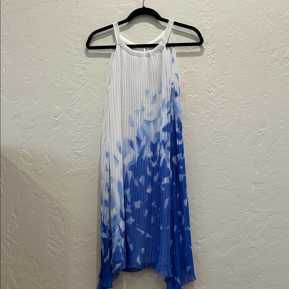 Apt. 9 ~ Blue and White Pleated Dress